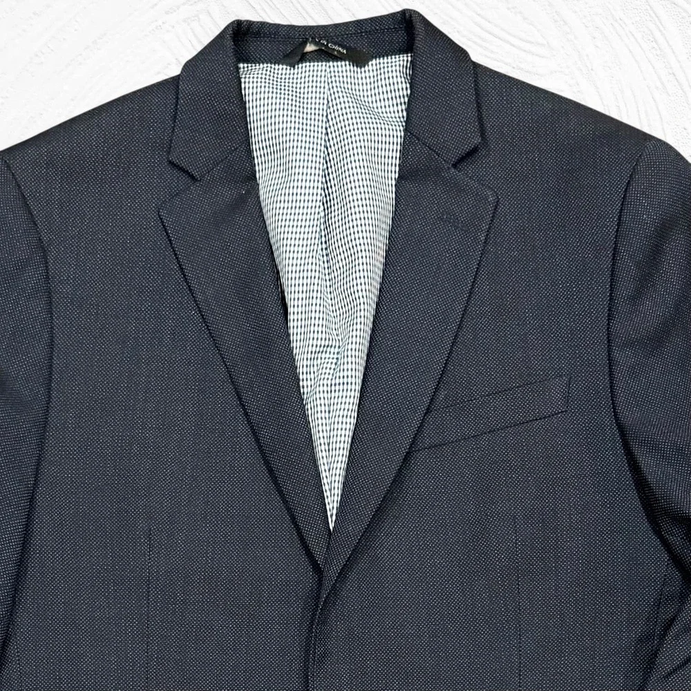 Banana Republic Marzotto Wool 36S Navy Birdseye Slim Modern Blazer Sport Coat